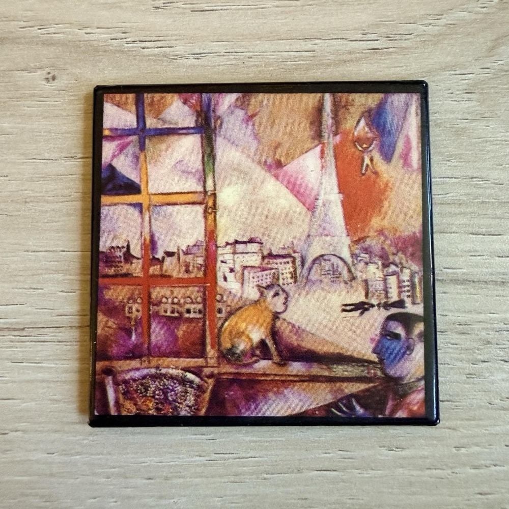 Mini Mirror Marc Chagall Art "Paris Through The Window" Vintage